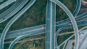 Aerial view of interlinked highways